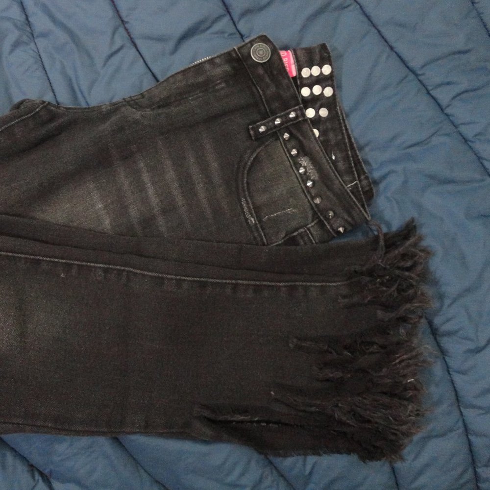 Studded & Distressed Black Skinny Jeans